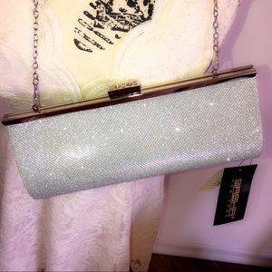 NWT Glittery Silver Evening Clutch